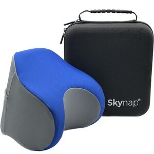Skynap Blue and Gray Travel Pillow with Case
